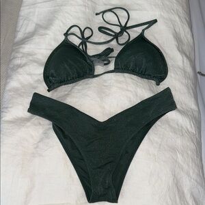 Abercrombie & Fitch Dark Green Shimmer Triangle Bikini